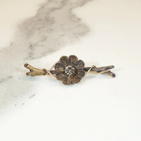 Naturalistic Twig & Flower Brooch with Cognac Diamond