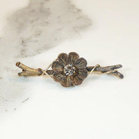 Naturalistic Twig & Flower Brooch with Cognac Diamond