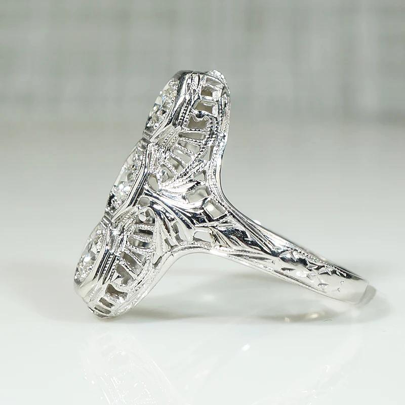 Dramatic Three Diamond Filigree Knuckle Ring