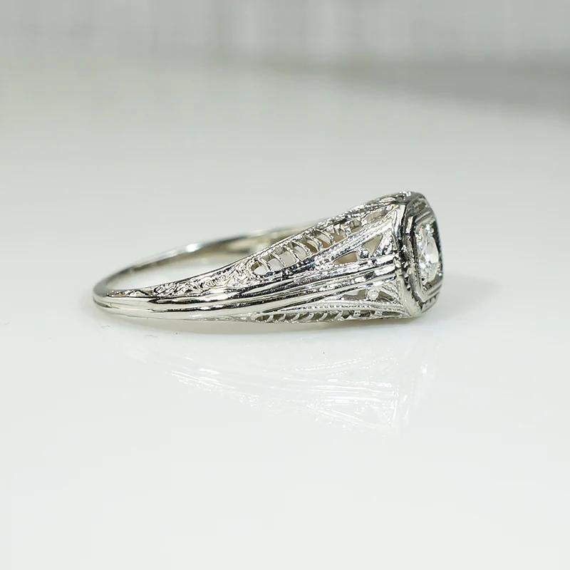 Architectural Filigree Diamond Solitaire Ring