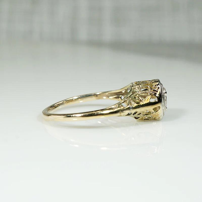 Subtle Two Tone Filigree Diamond Engagement Ring