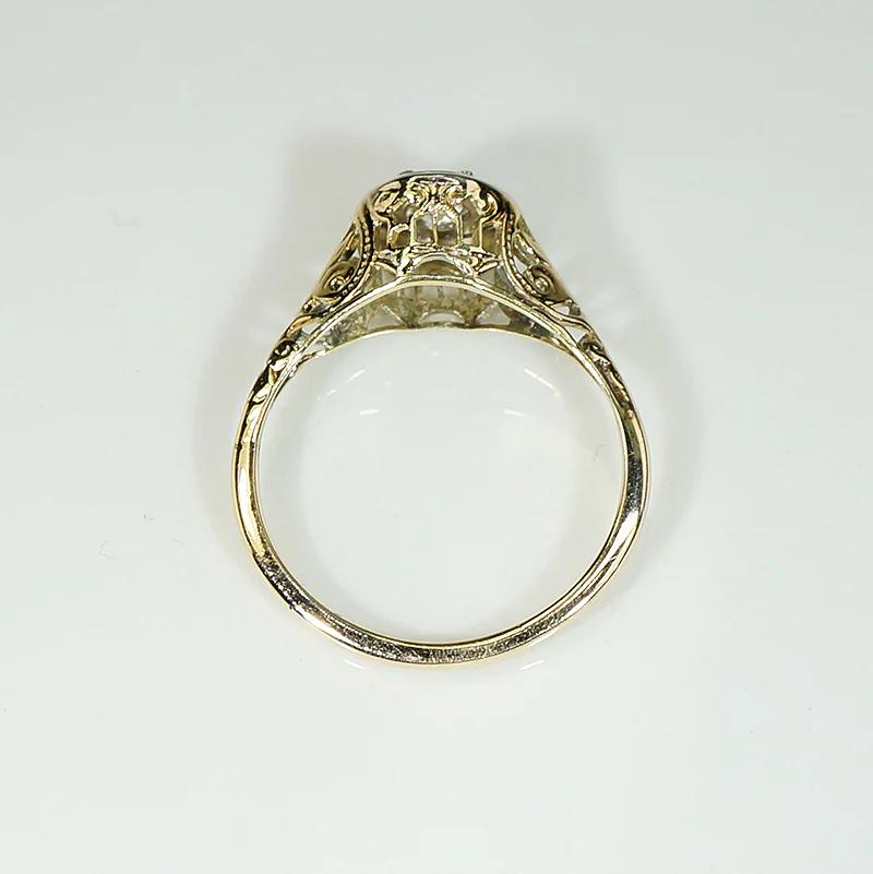 Subtle Two Tone Filigree Diamond Engagement Ring