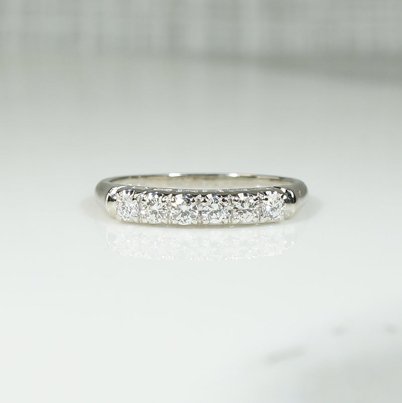 Slim Sparkling Diamond White Gold Wedding Band