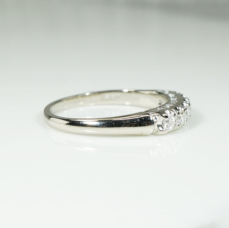 Slim Sparkling Diamond White Gold Wedding Band