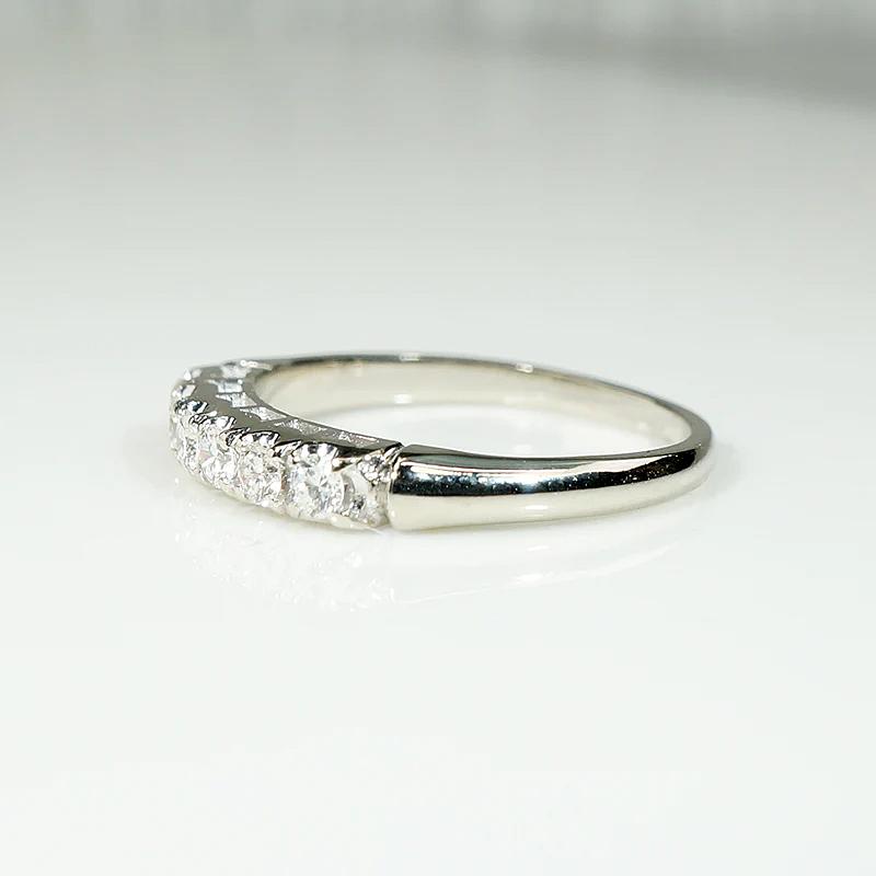 Slim Sparkling Diamond White Gold Wedding Band