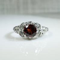 Bows and Daisies Filigree Garnet Ring