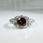 Bows and Daisies Filigree Garnet Ring