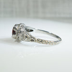 Bows and Daisies Filigree Garnet Ring