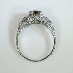 Bows and Daisies Filigree Garnet Ring