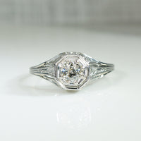 Intricate Filigree and Old European Cut Diamond Ring