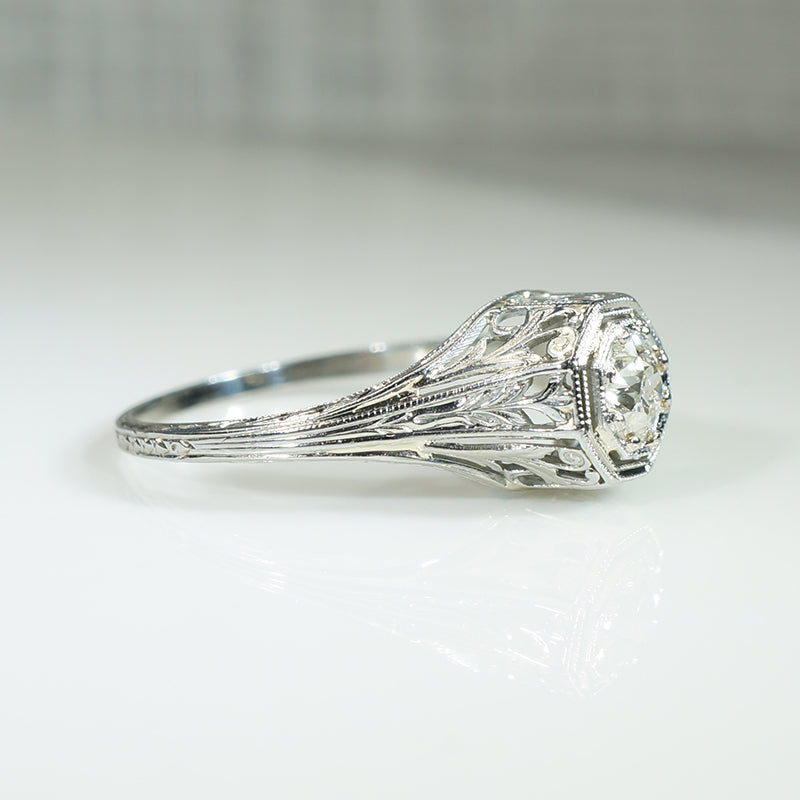 Intricate Filigree and Old European Cut Diamond Ring
