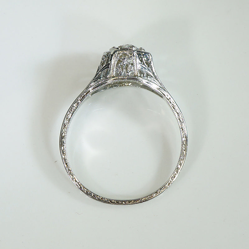 Intricate Filigree and Old European Cut Diamond Ring