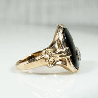 Charming Onyx Ring with Jaunty Diamond