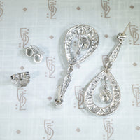 Glamorous Platinum and Diamond Ear Pendants