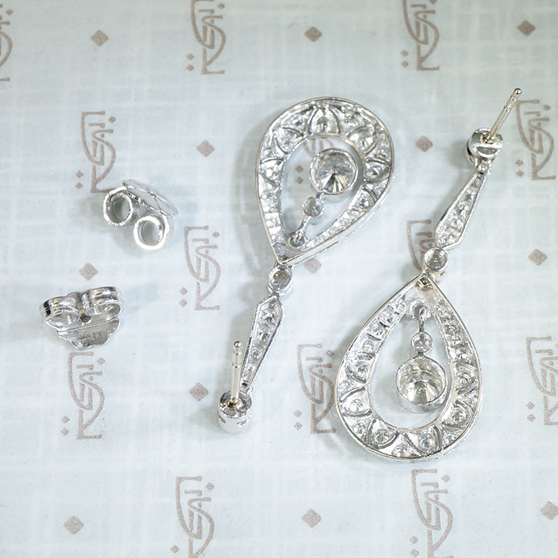 Glamorous Platinum and Diamond Ear Pendants