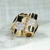 Gorgeous Retro Scrolled Diamond & Gold Ring