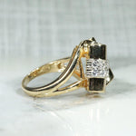 Gorgeous Retro Scrolled Diamond & Gold Ring