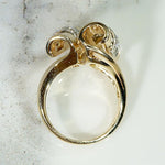 Gorgeous Retro Scrolled Diamond & Gold Ring