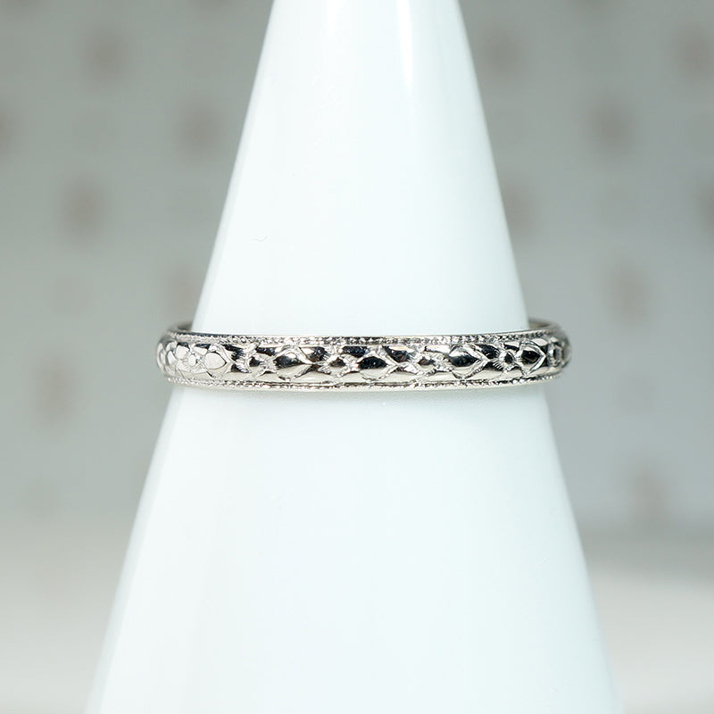 Sweet Blossom 18k White Gold Band from Otsby & Barton
