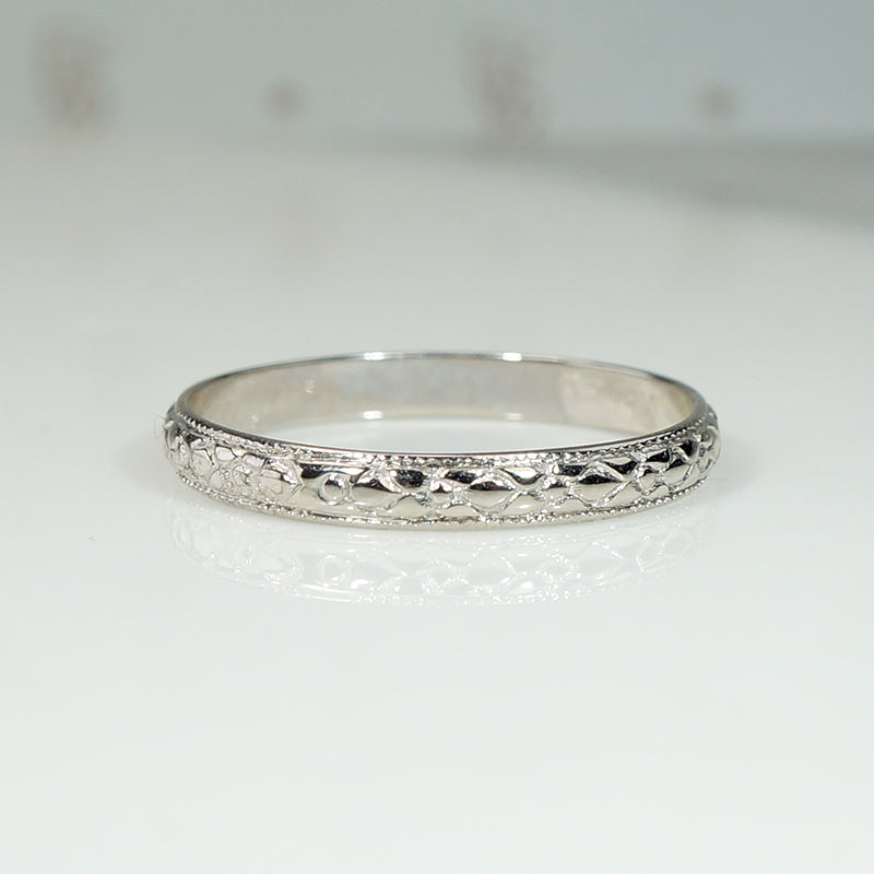 Sweet Blossom 18k White Gold Band from Otsby & Barton