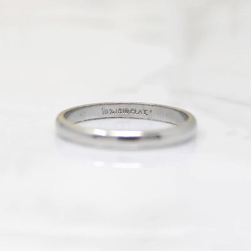Simple & Slim Half Round Vintage Platinum Band