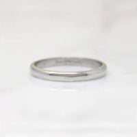 Simple & Slim Half Round Vintage Platinum Band