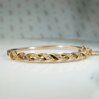 Engraved Rosy Gold Hinged Victorian Bangle