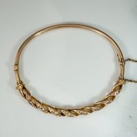 Engraved Rosy Gold Hinged Victorian Bangle