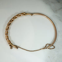 Engraved Rosy Gold Hinged Victorian Bangle