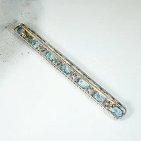 Ethereal Aquamarine Bar Pin with Rose Cut Diamonds
