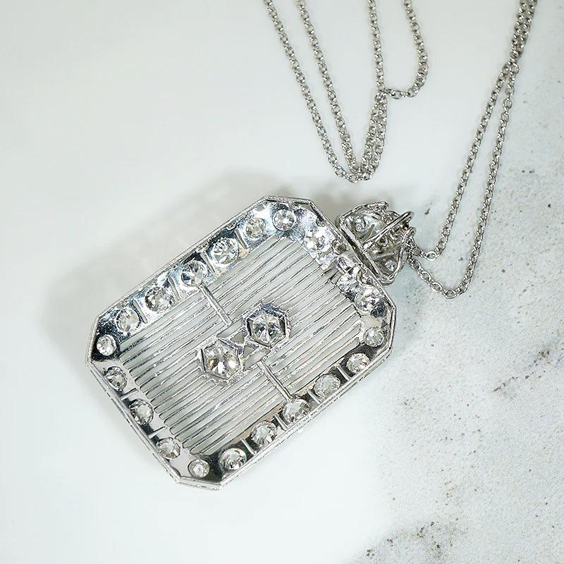 Diamond Encrusted Edwardian Platinum Filigree Pendant