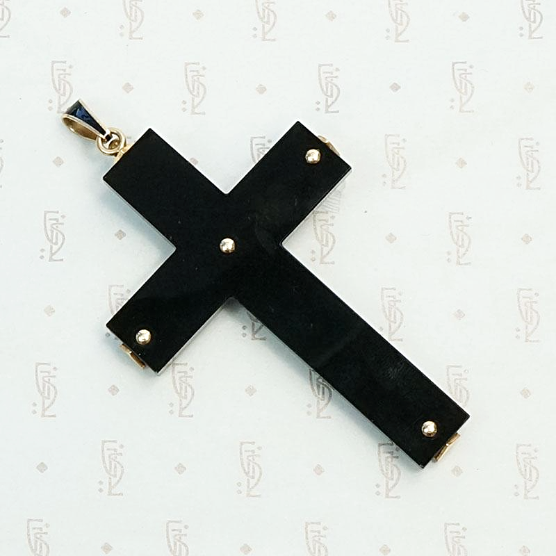 Regal Victorian Pearl and Gold on Onyx Cross
