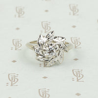 Diamond and White Gold Pinwheel Ring