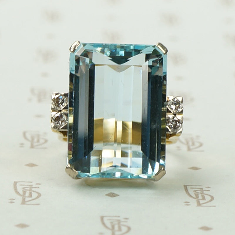 Bold Retro Aquamarine Cocktail Ring