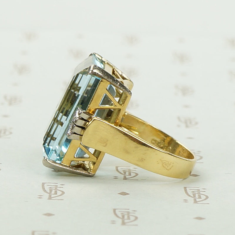 Bold Retro Aquamarine Cocktail Ring