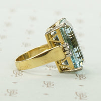 Bold Retro Aquamarine Cocktail Ring