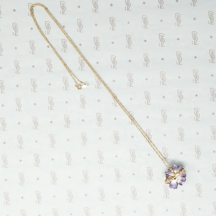 Lavender Rose Enameled Pin Pendant