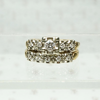 Excellent Condition Two Tone Gold & Diamond Wedding Set