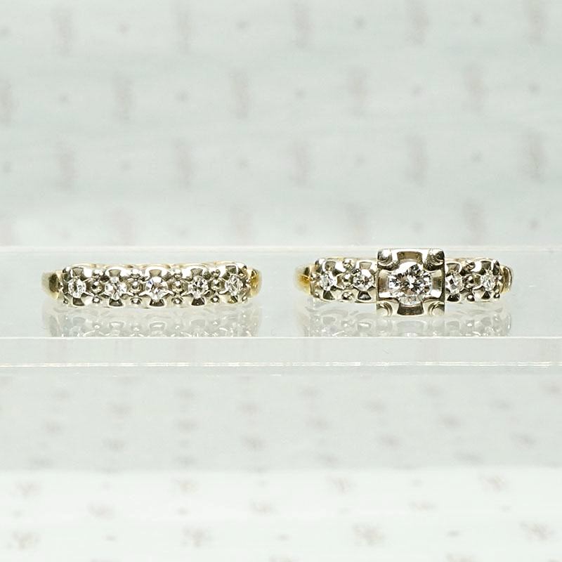 Excellent Condition Two Tone Gold & Diamond Wedding Set