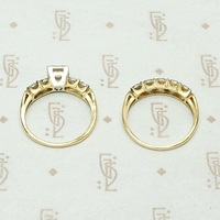 Excellent Condition Two Tone Gold & Diamond Wedding Set, top view