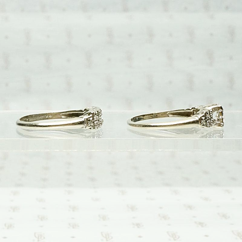 Wonderful White Gold & Diamond Wedding Set, side view
