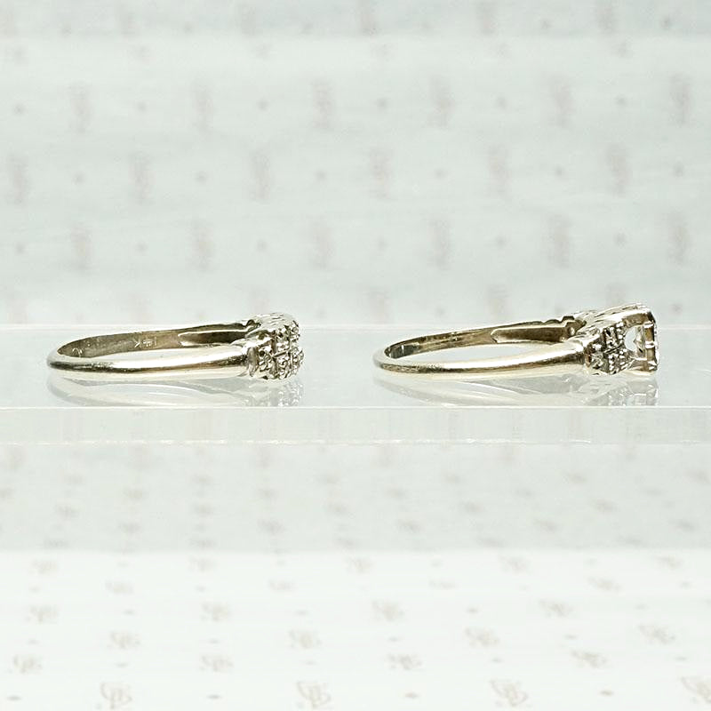 Wonderful White Gold & Diamond Wedding Set, side view