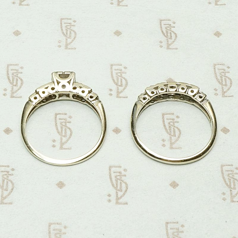 Wonderful White Gold & Diamond Wedding Set, top view