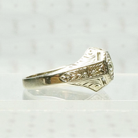 Architectural Belias Band with Diamond & White Gold, side view