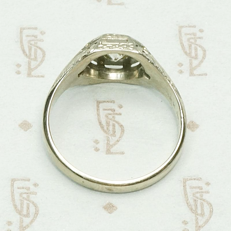 Architectural Belias Band with Diamond & White Gold, top view