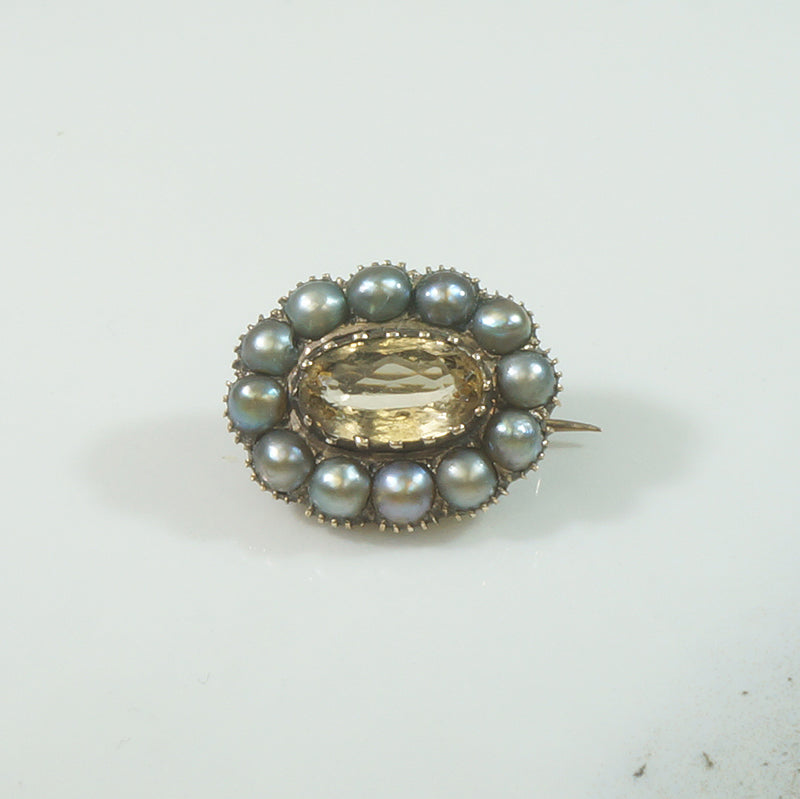 Citrine and Pearl Fichu Pin