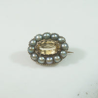 Citrine and Pearl Fichu Pin
