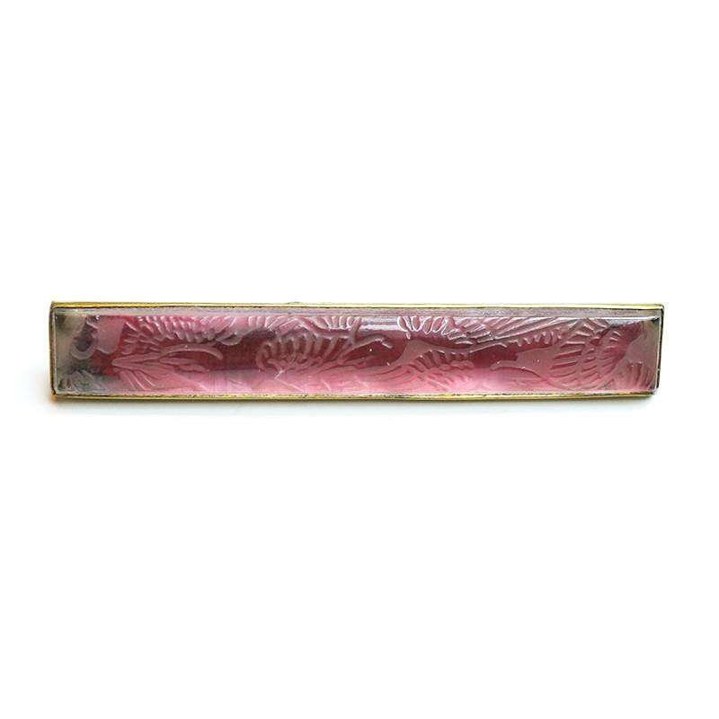 Large Lalique Barrette Oiseaux Pink Brooch