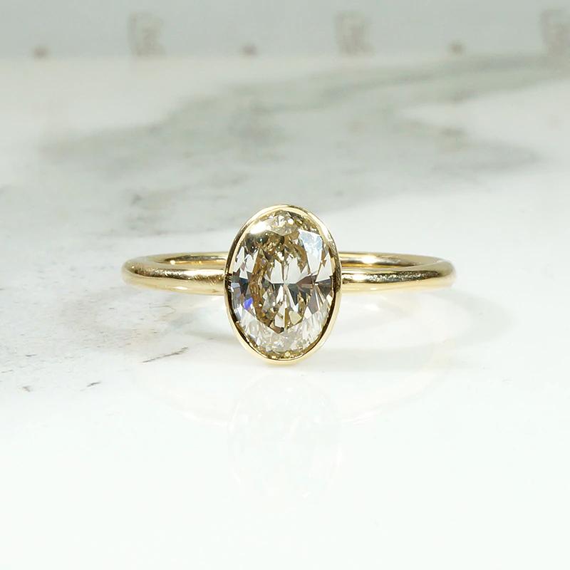 Stunning 1ct Light Brown Oval Diamond Solitaire Ring