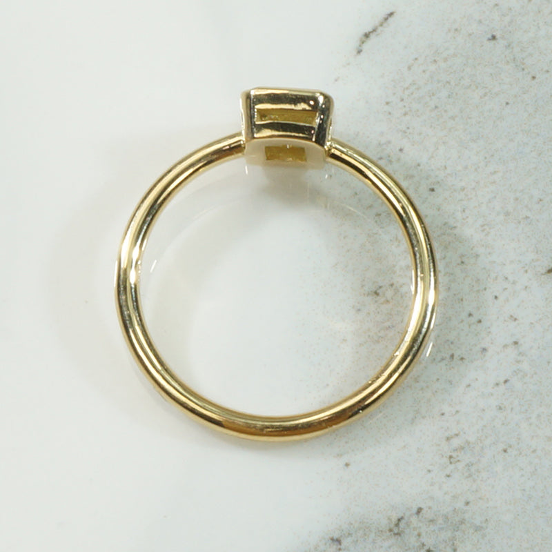 Pale Yellow Emerald Cut Diamond Solitaire